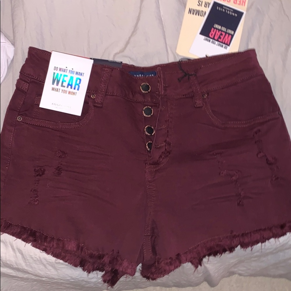 Burgundy jean shorts